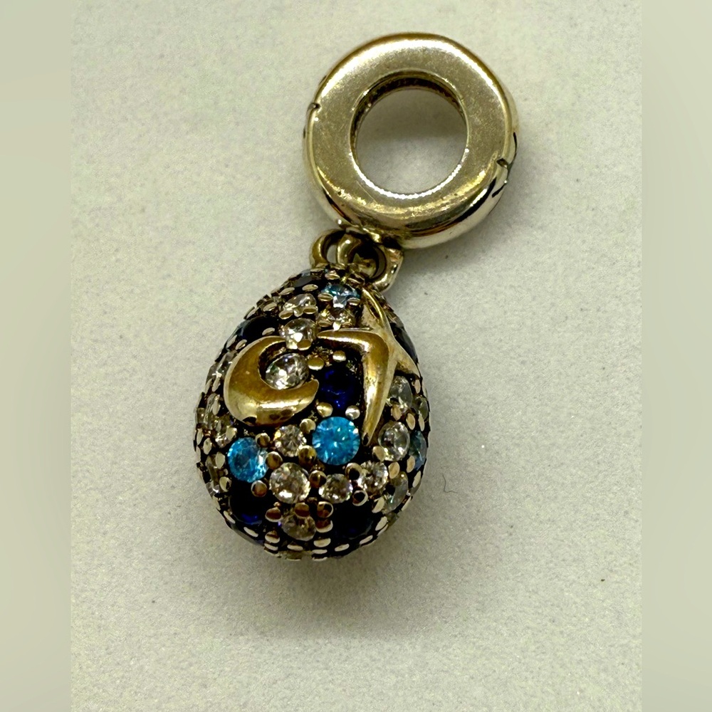 Starry Night Teardrop Charm – Blue & Clear Crystals